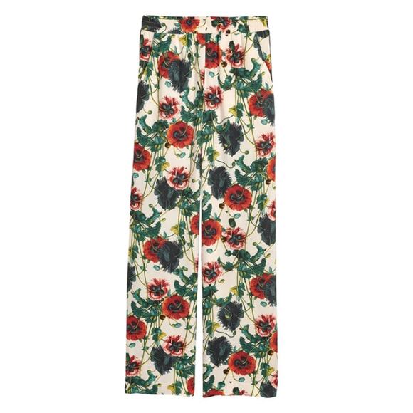 H&M Pants - H&M Wide Pull-up Poppy Floral Viscose Pants. 10 NWT